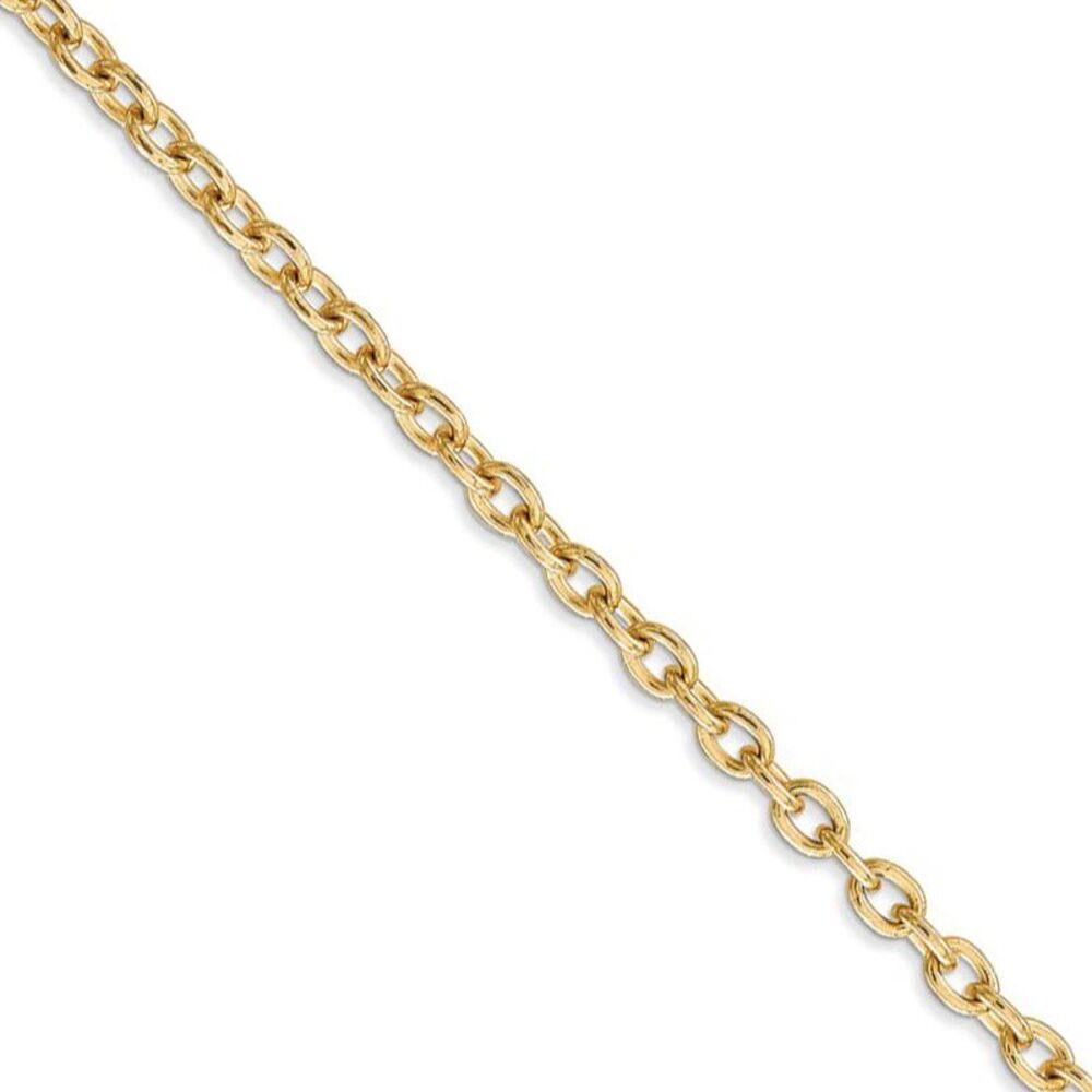 3.2mm, 14k Yellow Gold Solid Link Cable Chain Necklace, 24 Inch